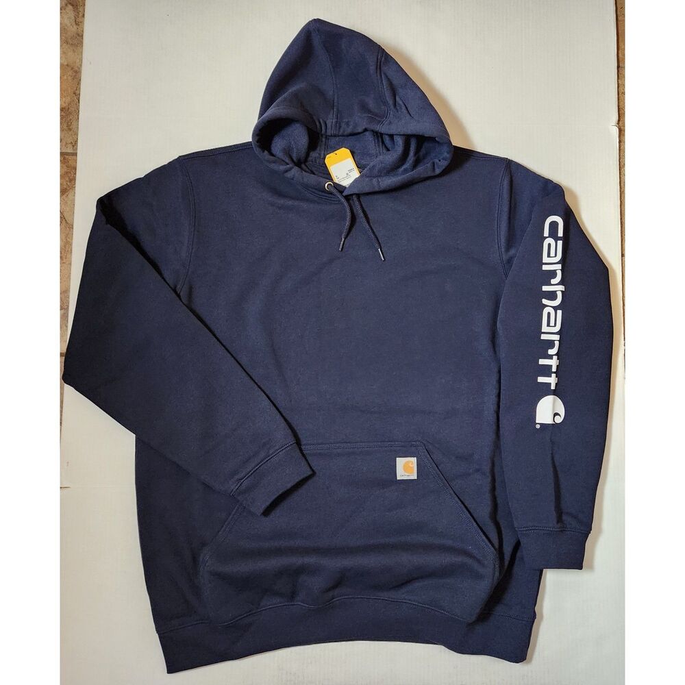 Carhartt XL Tall Loose Fit Midweight Logo Sleeve Hoodie Navy K288